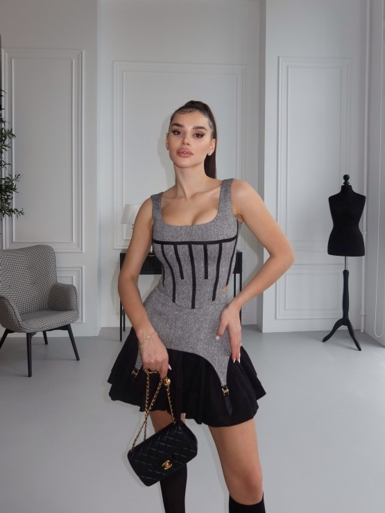 Корсет з темного твіду