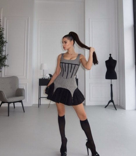 Corset BLACK TWEED